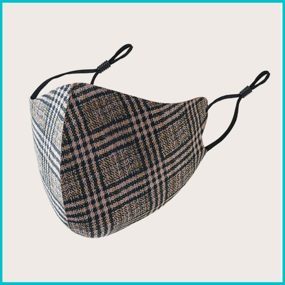 face mask Accessories - Tan Plaid Face Mask
